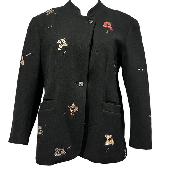 Deborah Cross Embroidered Blazer, Black Multi, M 8/10 - Picture 1 of 10
